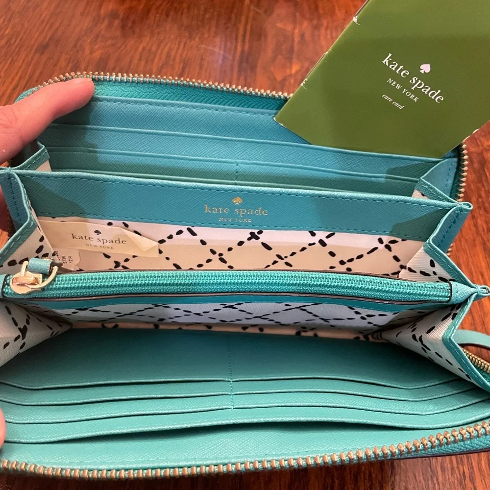 Kate Spade Teal full zip wallet